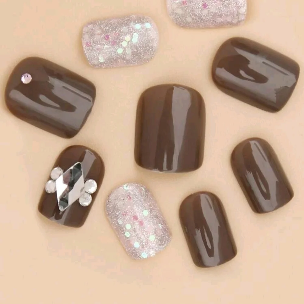 3D Rhinestone & Glitter Press On Nails